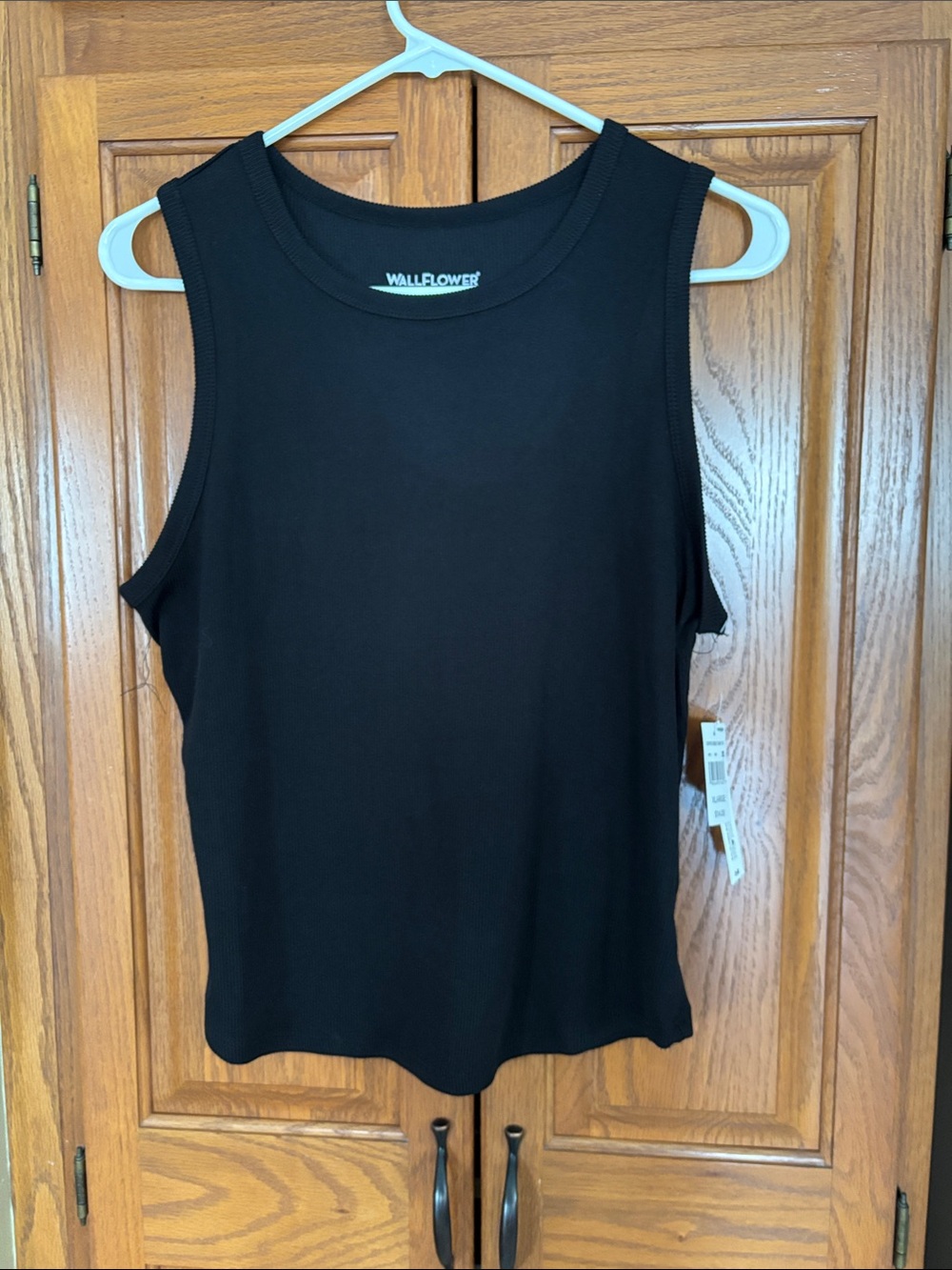 Wallflower Black Ribbed Tank with Crewneck